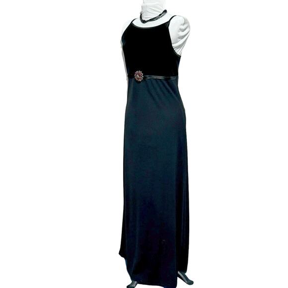 Vintage Velvet & Chiffon Empire Waist Slipdress Black M/L Byer Too! Whimsygoth - Picture 5 of 10